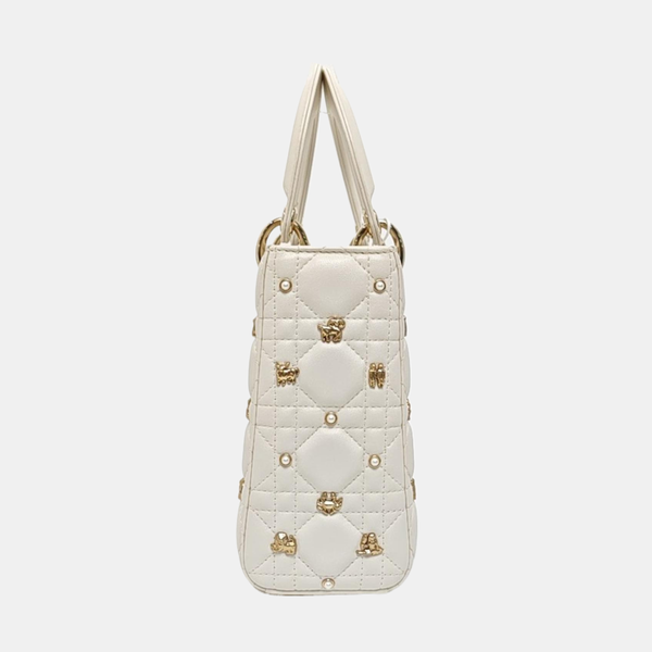 Lady Dior Small Cannage Calfskin White