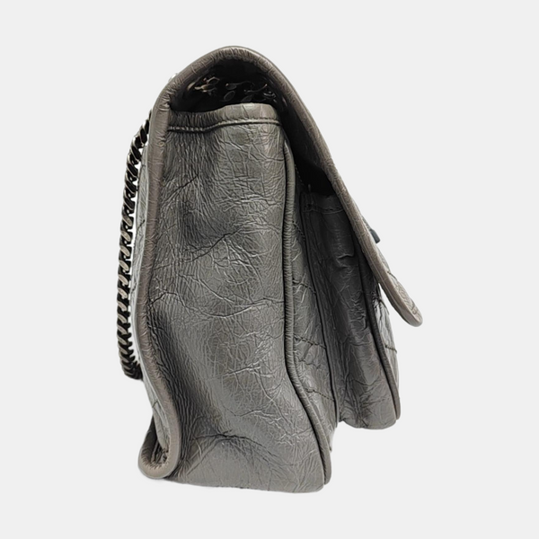 NIKI Medium Chevron Calfskin Gray