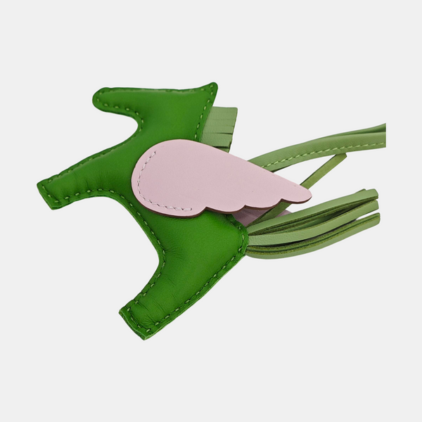 Leather Bag Charm Green