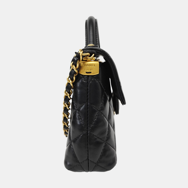 Quilted Lambskin Shoulder Bag Small Black