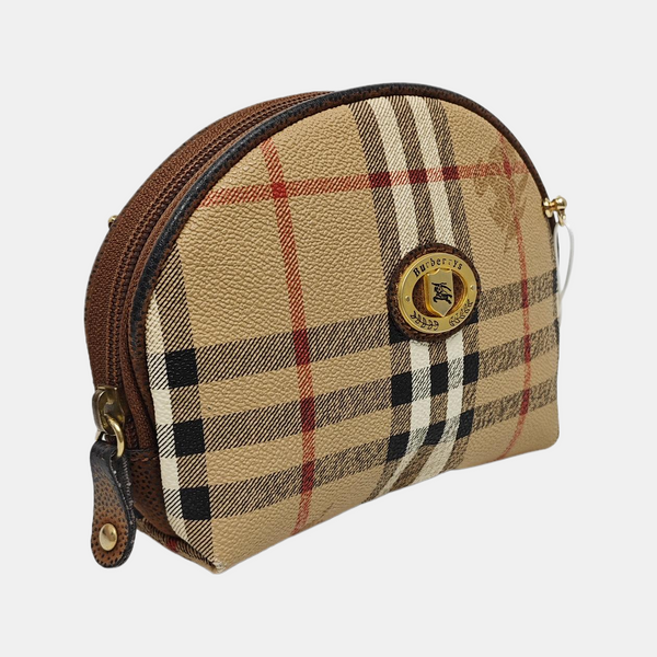 Coated Canvas Clutch Brown
