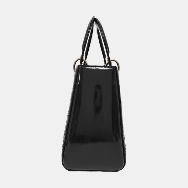 Lady Dior Medium Cannage Patent Leather Black