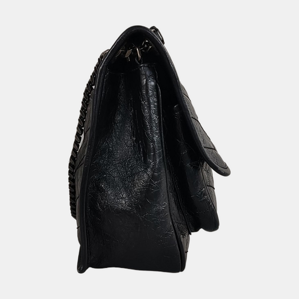 NIKI Medium Chevron Calfskin Black