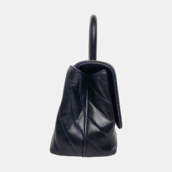 COCO HANDLE Small Chevron Calfskin Blue