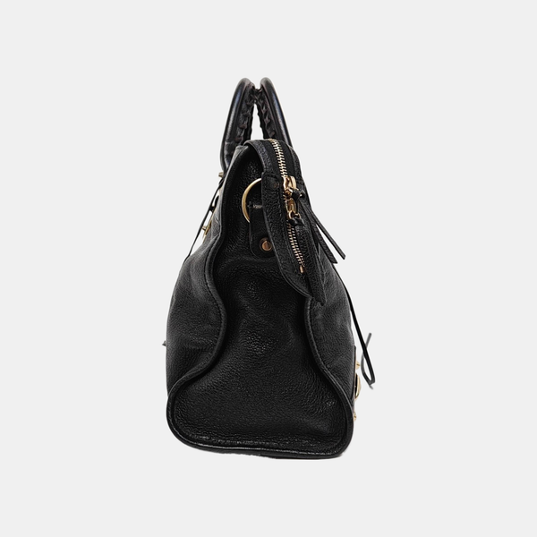 Classic Metallic Edge City Medium Lambskin Black