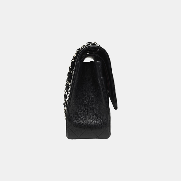 CLASSIC FLAP Jumbo Quilted Grained Calfskin Black
