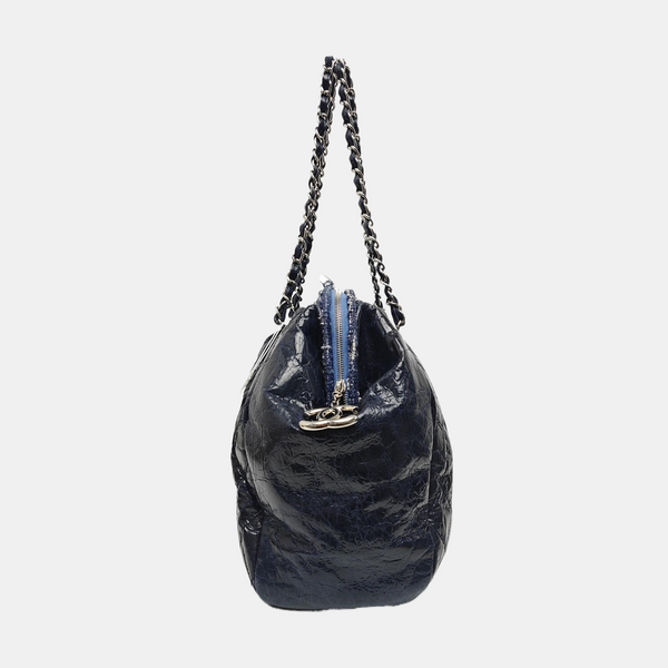 Quilted Calfskin Tote Bag Blue