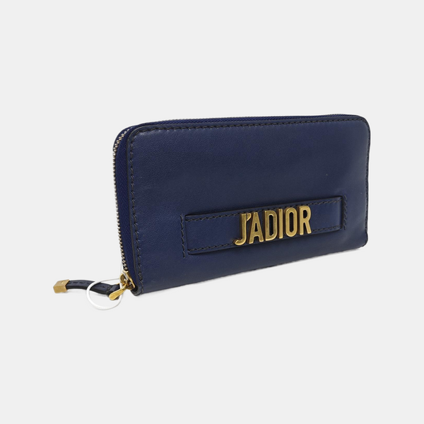 J'adior Calfskin Blue Wallet