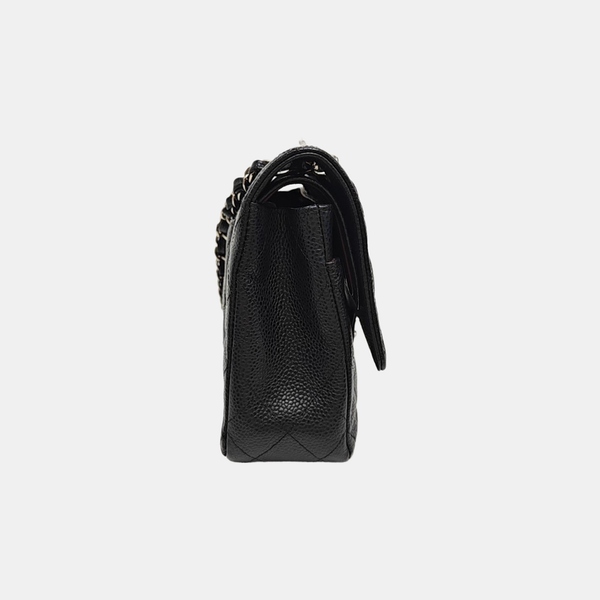 CLASSIC FLAP Medium Quilted Grained Calfskin Black