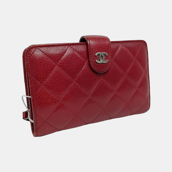 Quilted Grained Calfskin Wallet Red
