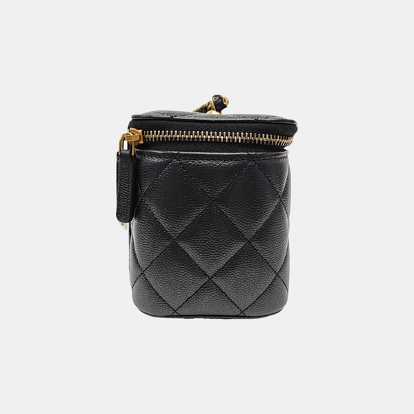 VANITY CASE Small Quilted Grained Calfskin Black