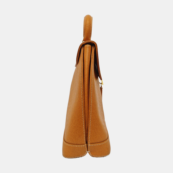 Calfskin Top Handle Bag Brown