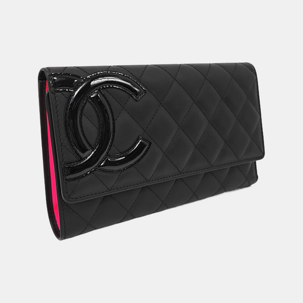 CAMBON Medium Quilted Calfskin Black Wallet