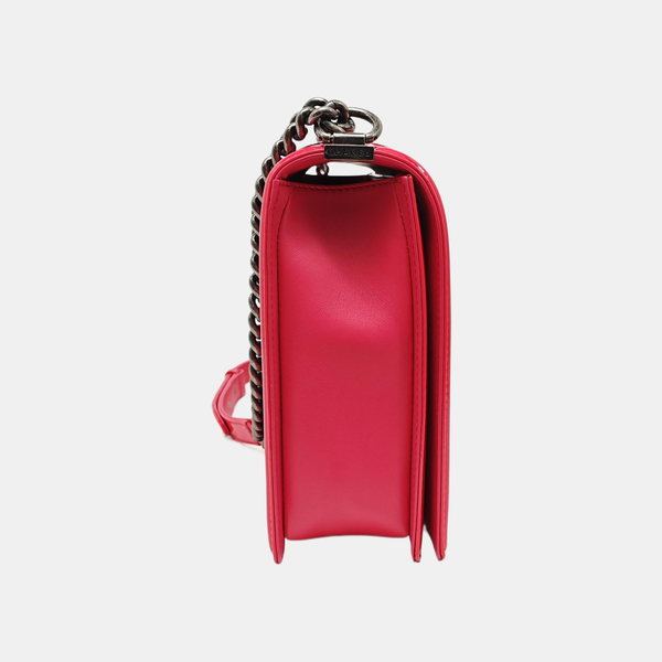 BOY CHANEL Maxi Quilted Patent Leather Red