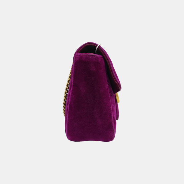 GG Marmont Medium Quilted Velvet Red