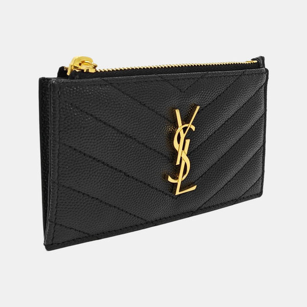 FRAGMENTS Chevron Calfskin Black Card Holder