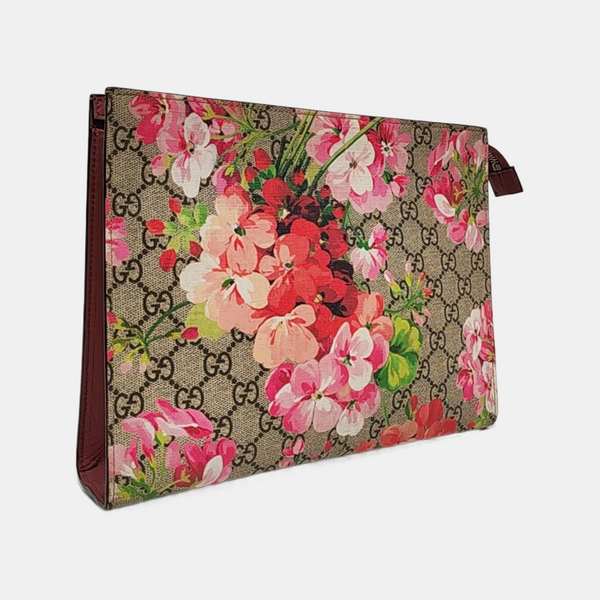 GG Blooms Large Monogram Coated Canvas Beige