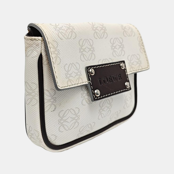 Monogram Coated Canvas Clutch White