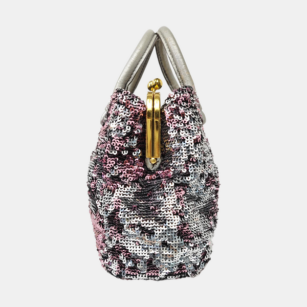 Special Material Top Handle Bag Silver