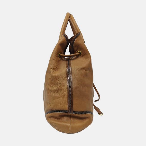 Calfskin Top Handle Bag Brown