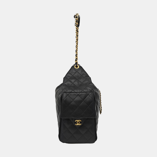 CHANEL 25 Medium Quilted Grained Calfskin Black