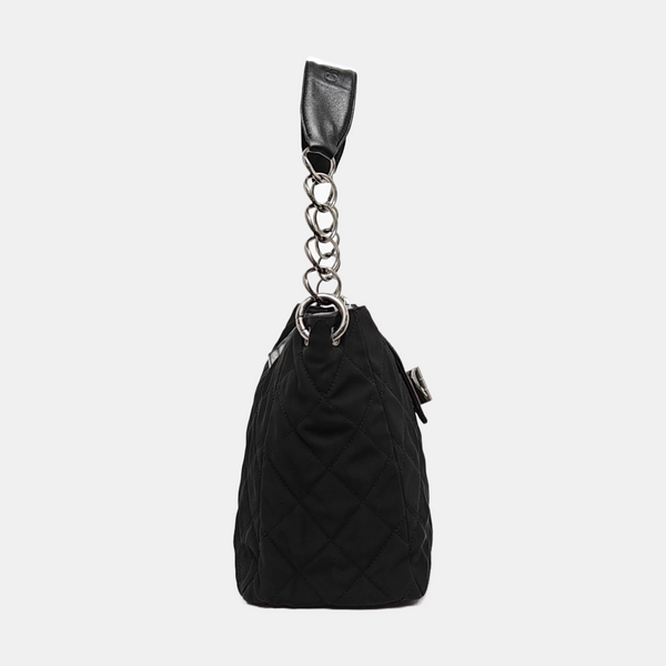 Authenticated pre-owned 2.55 Quilted Nylon Black - Top Handle Bag at Looply