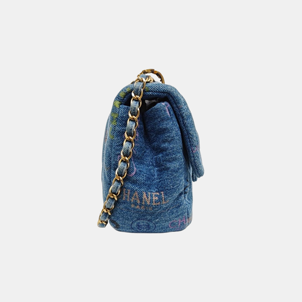 CLASSIC FLAP Mini Quilted Denim Blue