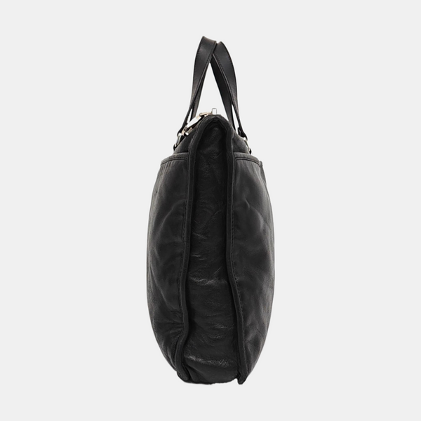 Lambskin Top Handle Bag Black