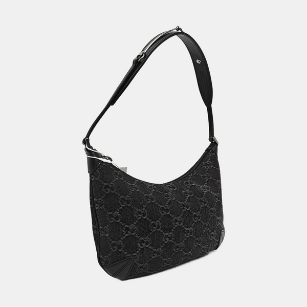 Horsebit Slim Small Monogram Denim Gray
