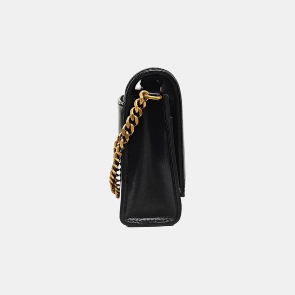 Hourglass Wallet On Chain Mini Calfskin Black