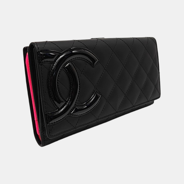 CAMBON Medium Quilted Calfskin Black Wallet