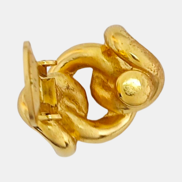Twist Round Metal Gold Clip On Earrings