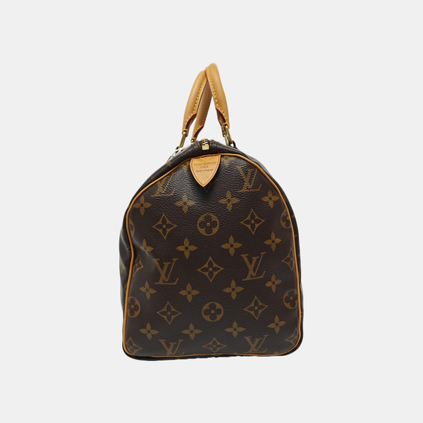 Authenticated pre-owned SPEEDY 30 Monogram Coated Canvas Brown - Top Handle Bag at Looply