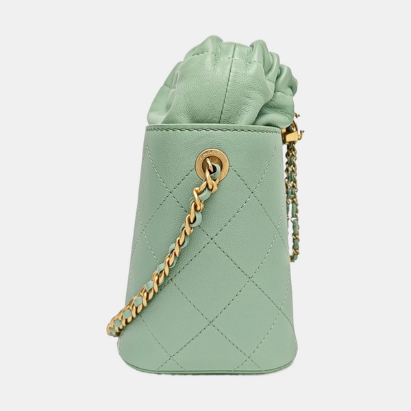 DRAWSTRING Quilted Lambskin Green