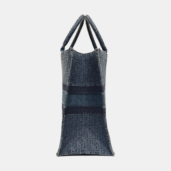 Book Tote Large Oblique Canvas Blue