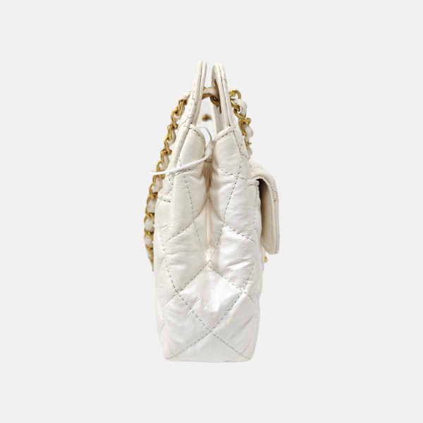 23C HOBO Small Quilted Calfskin White