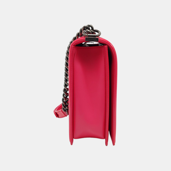 BOY CHANEL Maxi Quilted Patent Leather Red