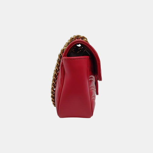 GG Marmont Small Quilted Calfskin Red
