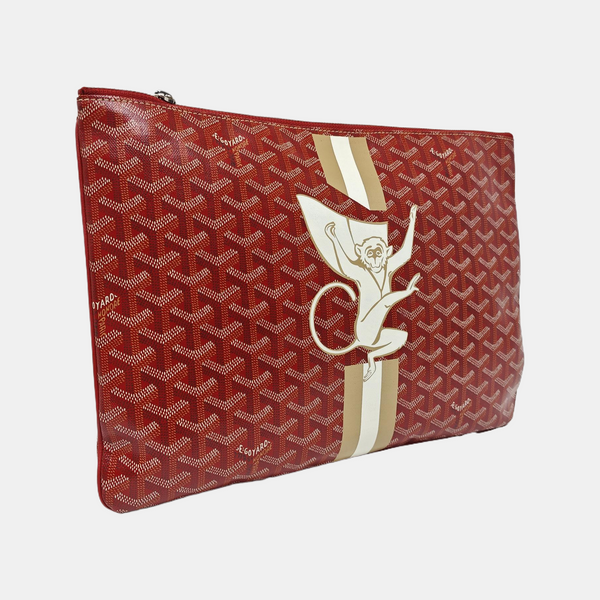 Coated Canvas Clutch Red