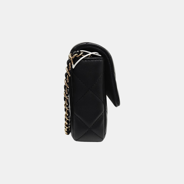 Quilted Lambskin Shoulder Bag Black