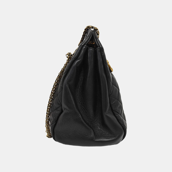 JUST MADEMOISELLE Large Quilted Lambskin Black