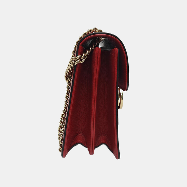 Interlocking G Small Calfskin Red
