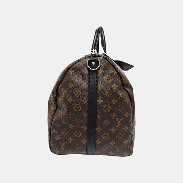 KEEPALL 55 Monogram Coated Canvas Brown