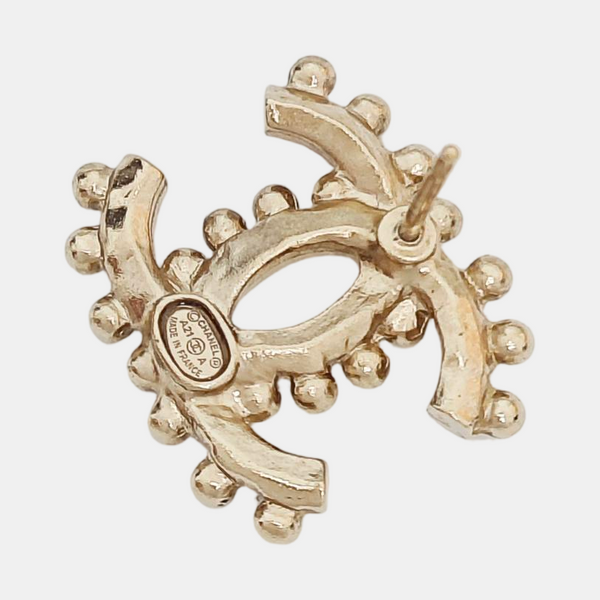 CC Logo Metal Gold Stud Earrings