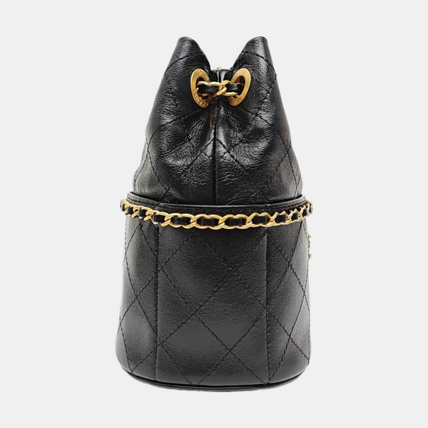 Quilted Calfskin Bucket Bag Black