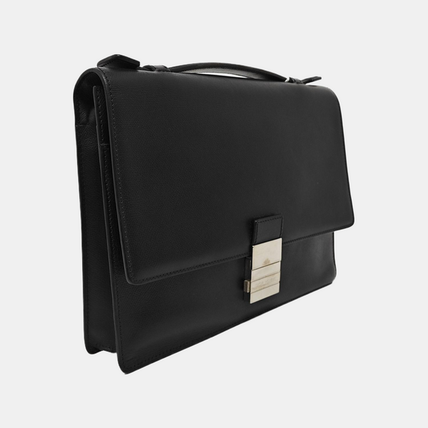 Leather Top Handle Bag Black