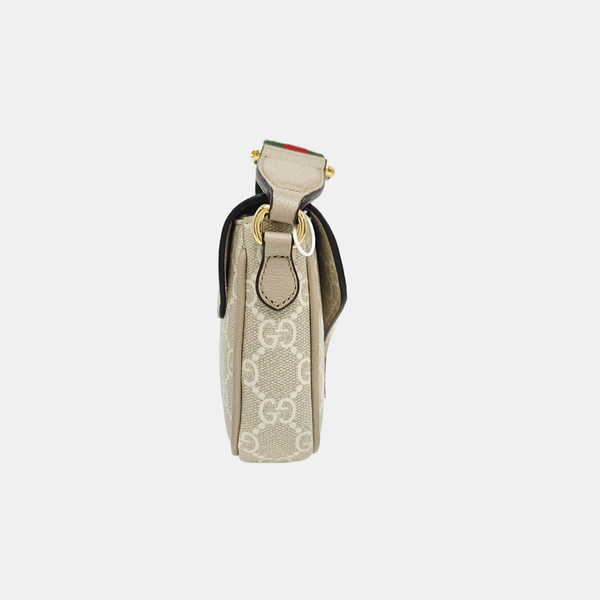 Ophidia Small Monogram Coated Canvas Beige