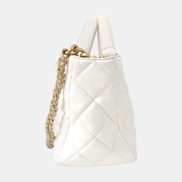 Quilted Lambskin Tote Bag White
