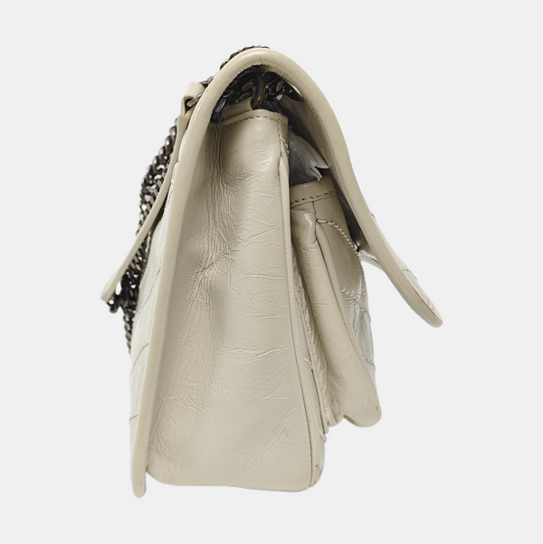 NIKI Small Chevron Calfskin White
