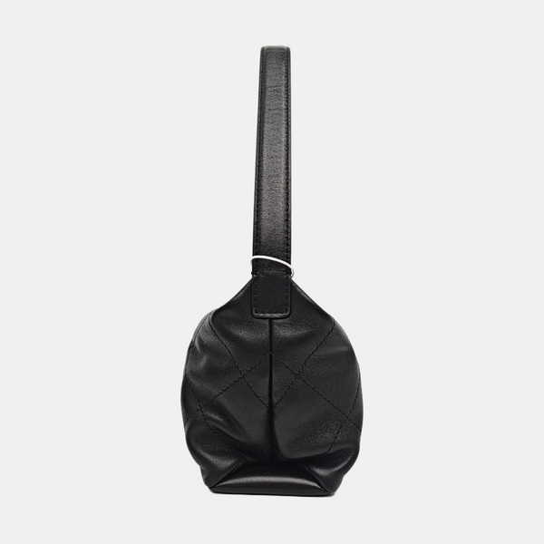 Quilted Lambskin Top Handle Bag Black